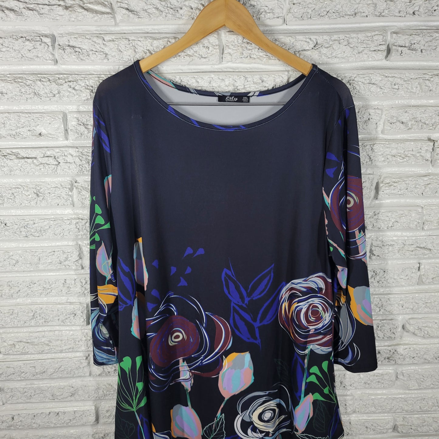 Lily By Firmiana Womens Mini Dress 2XL Plus Multicolor 3/4 Sleeve FLO162XE