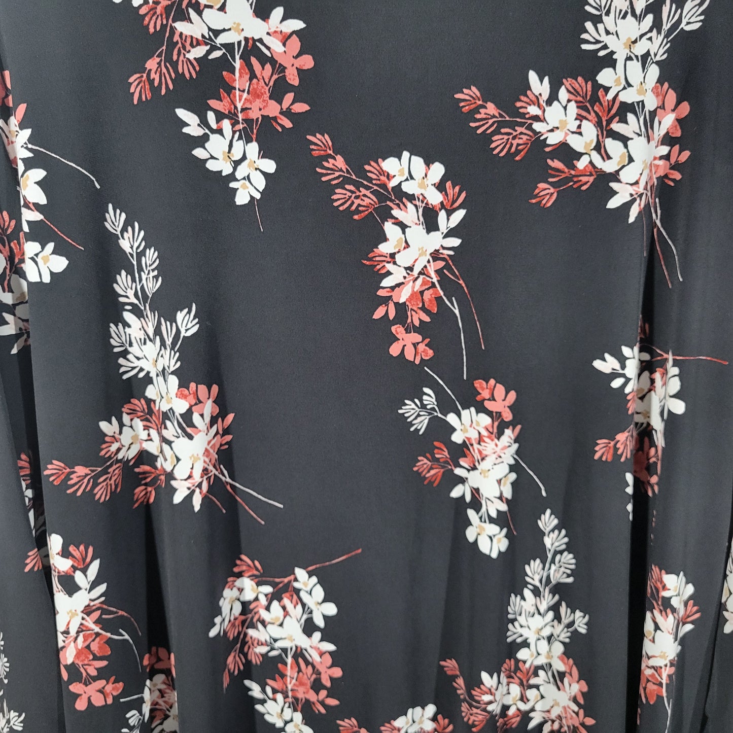 Liz Claiborne Womens Top 3X Plus Black Pink Floral Blouse Long Sleeve FLO128XE