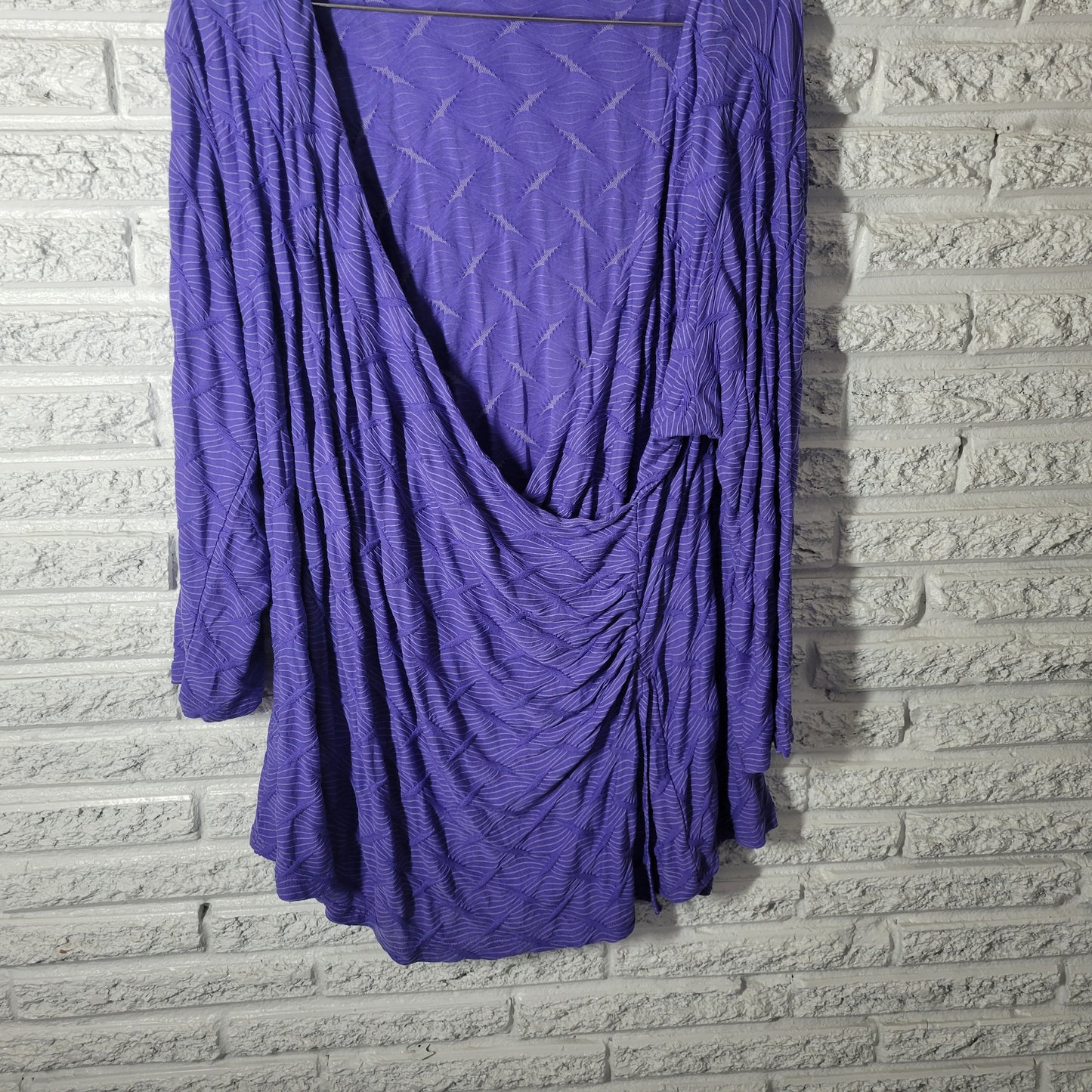 Investments II Purple Ruched Wrap Top 3X Plus Size Rayon Blend Tunic STR150E