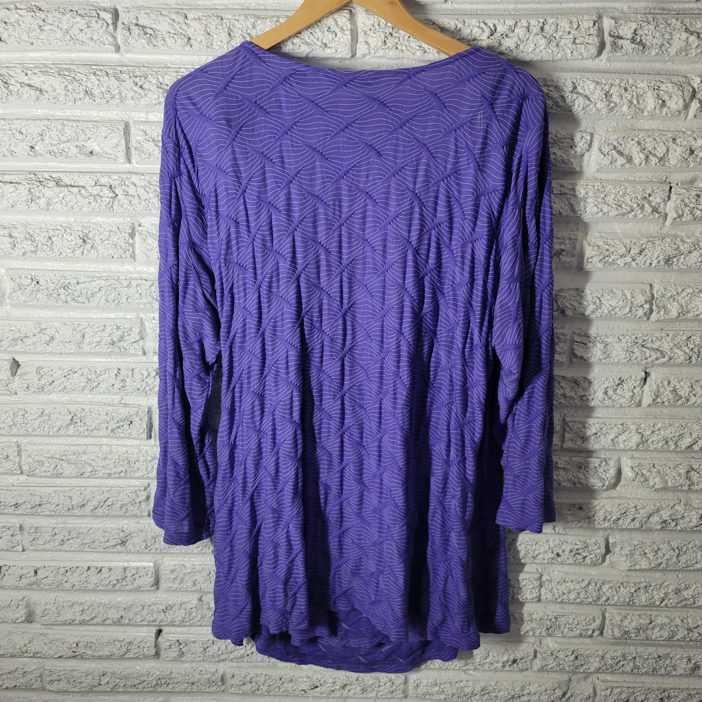 Investments II Purple Ruched Wrap Top 3X Plus Size Rayon Blend Tunic STR150E