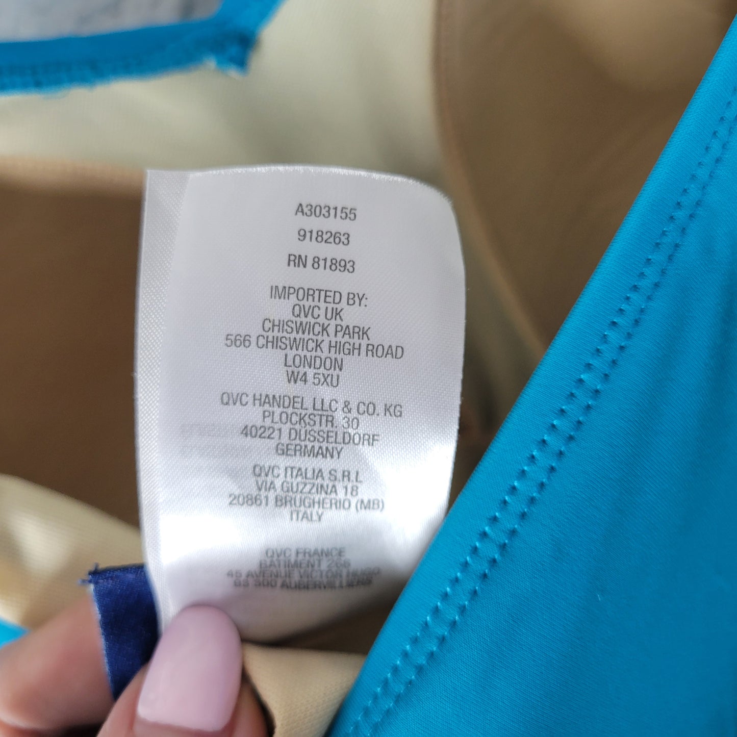 Denim & Co Womens 22W Plus Blue Tankini Swim Top Built In Bra Straps BLU45E