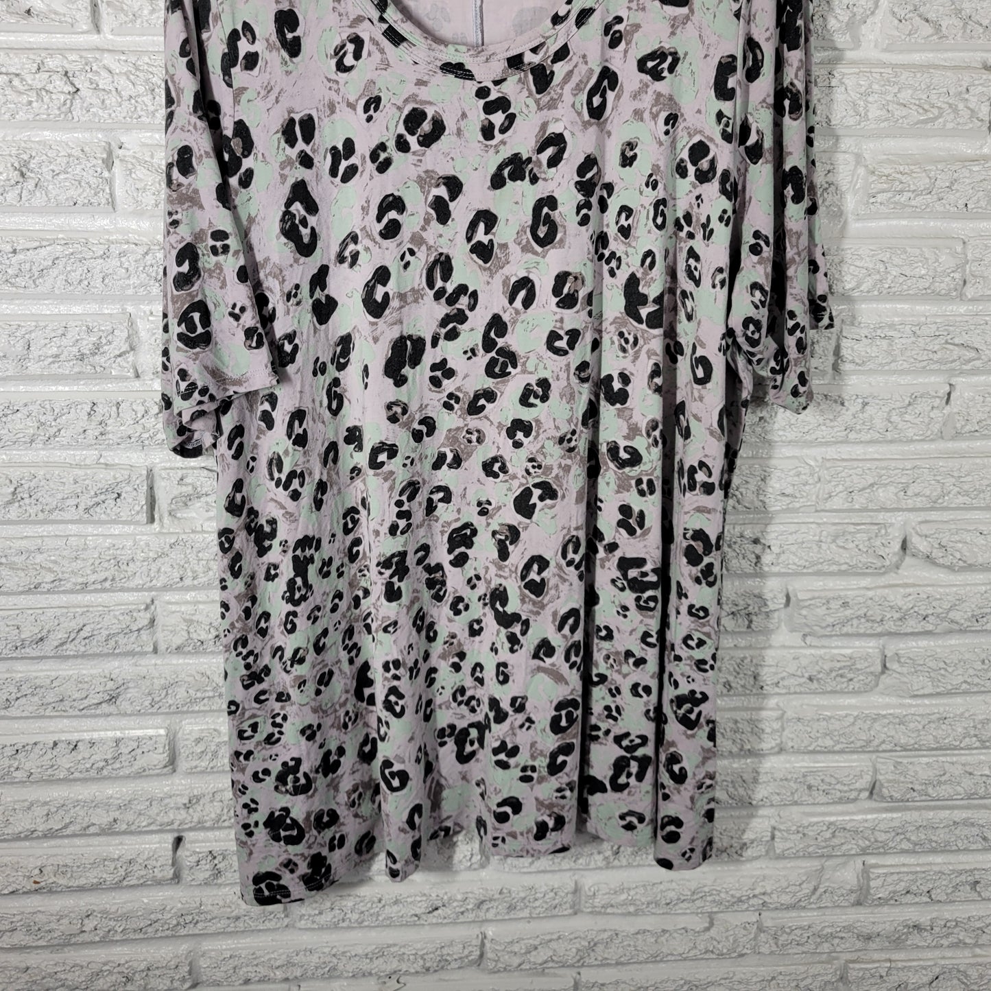 LOGO Lori Goldstein Womens 3X Animal Print Short Sleeve Tunic Shirt ANI44E