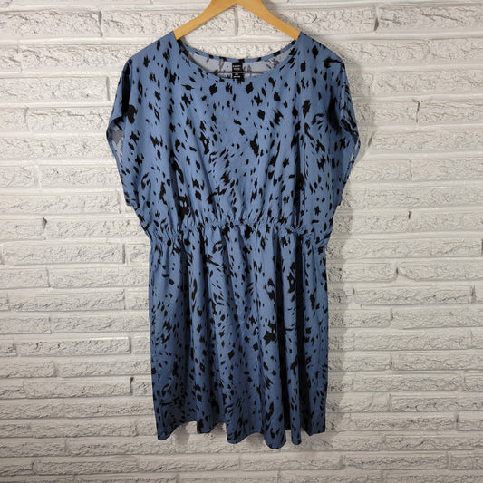 Emery Rose Womens Plus 2XL Dress Fit Flare Mini Sleeveless Blue Black WAT53E
