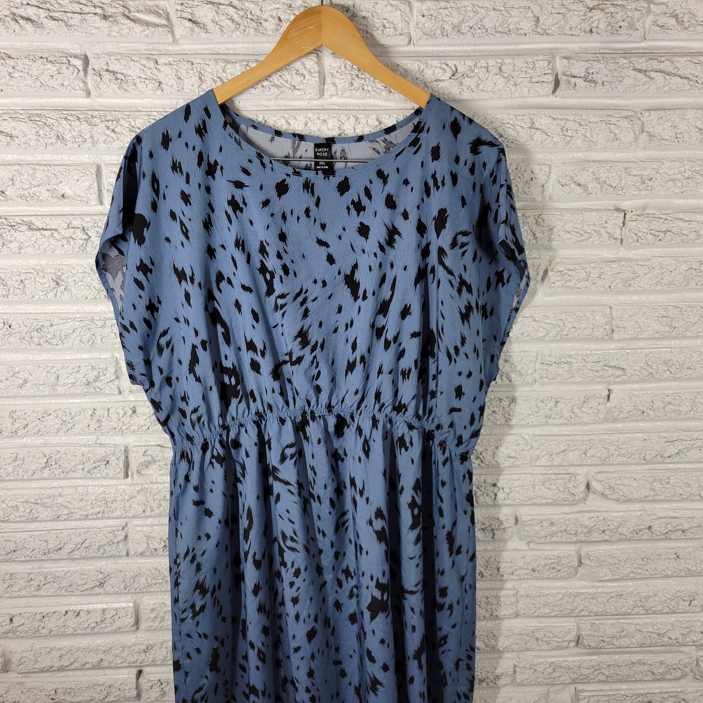 Emery Rose Womens Plus 2XL Dress Fit Flare Mini Sleeveless Blue Black WAT53E
