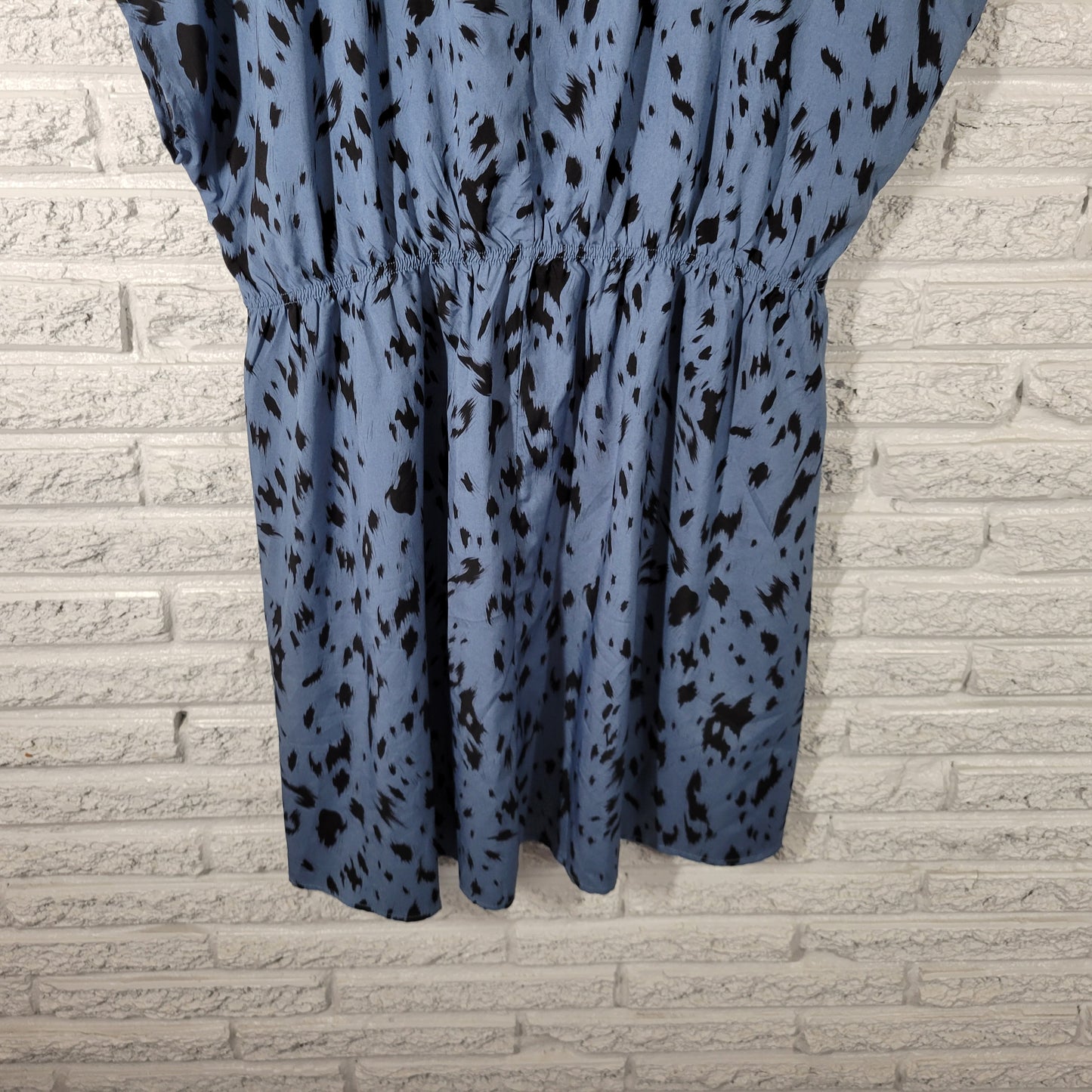 Emery Rose Womens Plus 2XL Dress Fit Flare Mini Sleeveless Blue Black WAT53E