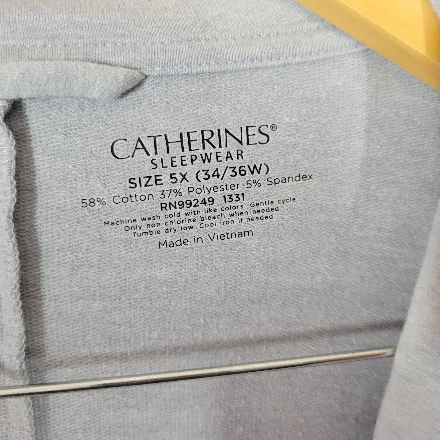 Catherines Womens 5X Plus Gray Cotton Blend Long Sleeve Belted Robe SWE123E