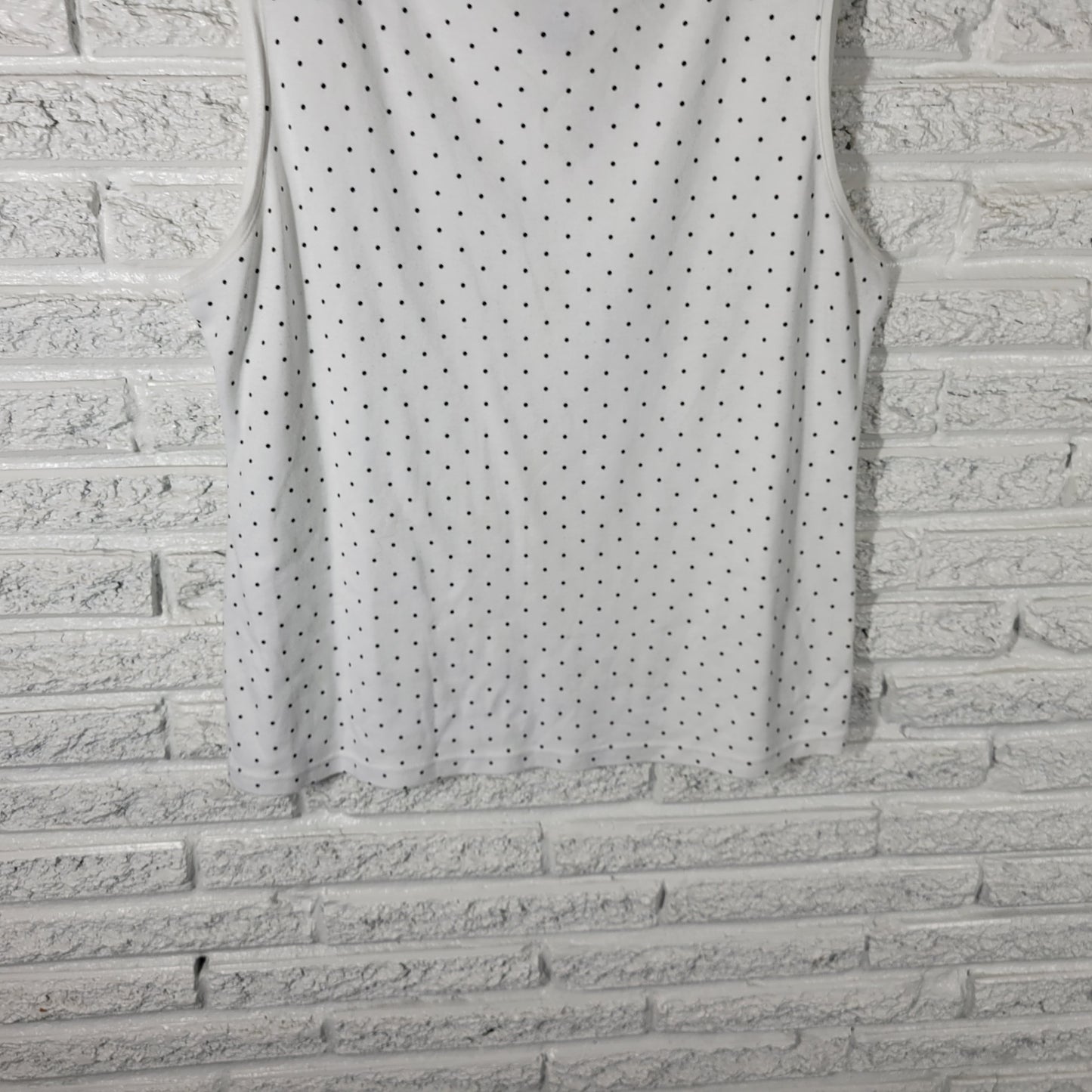 Karen Scott Womens XL Black White Polka Dot Tank Top Cotton Blend GEO142E