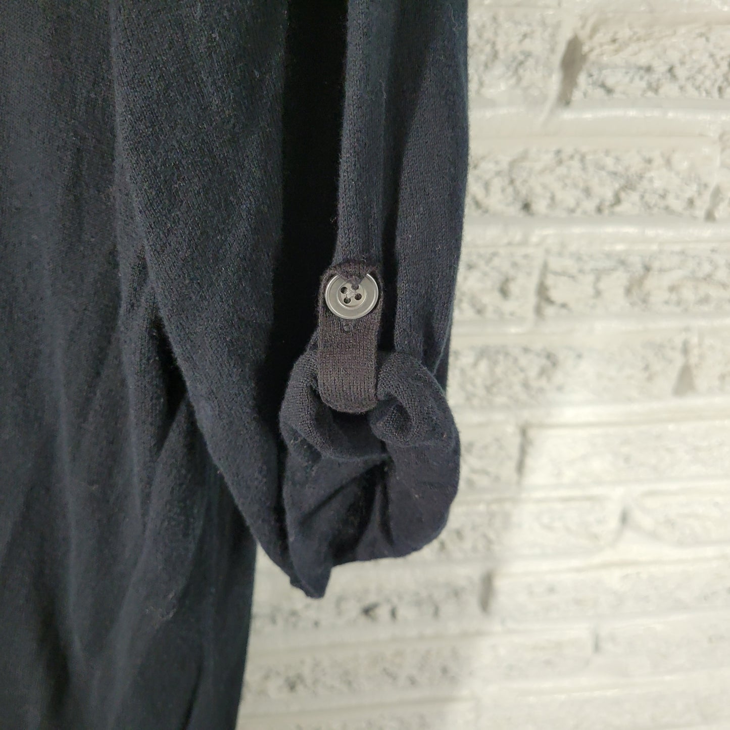 Eddie Bauer Womens XXL Black 100% Cotton Short Sleeve V-Neck Cardigan BLA164E