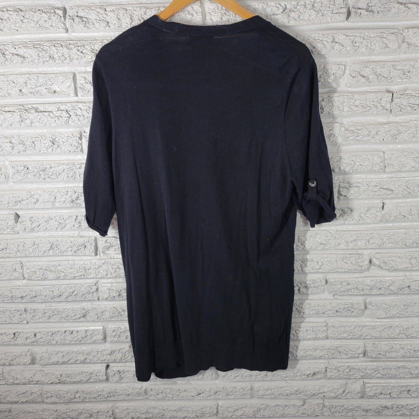 Eddie Bauer Womens XXL Black 100% Cotton Short Sleeve V-Neck Cardigan BLA164E