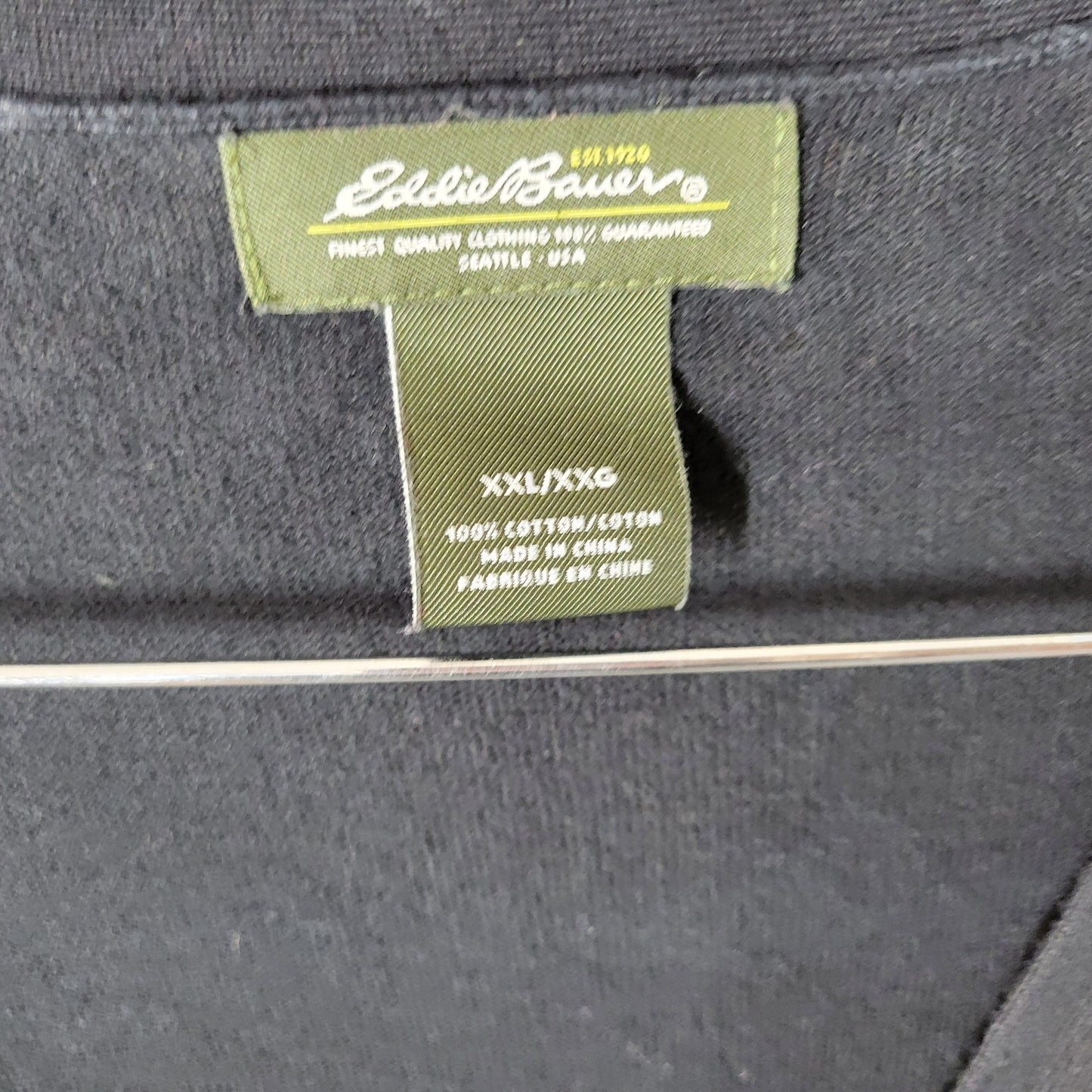 Eddie Bauer Womens XXL Black 100% Cotton Short Sleeve V-Neck Cardigan BLA164E