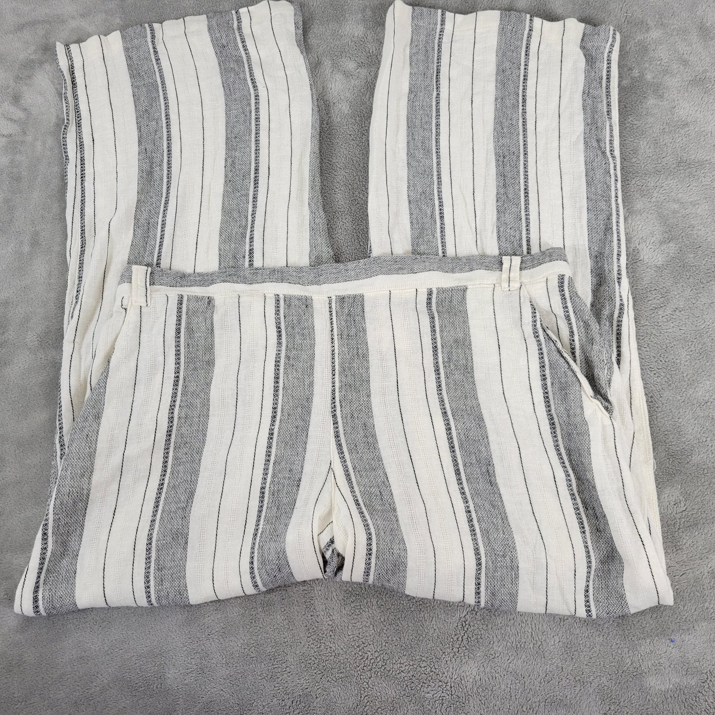 Maurices Womens XL Black White Striped Linen Rayon Jogger Pants STR199E