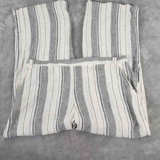 Maurices Womens XL Black White Striped Linen Rayon Jogger Pants STR199E