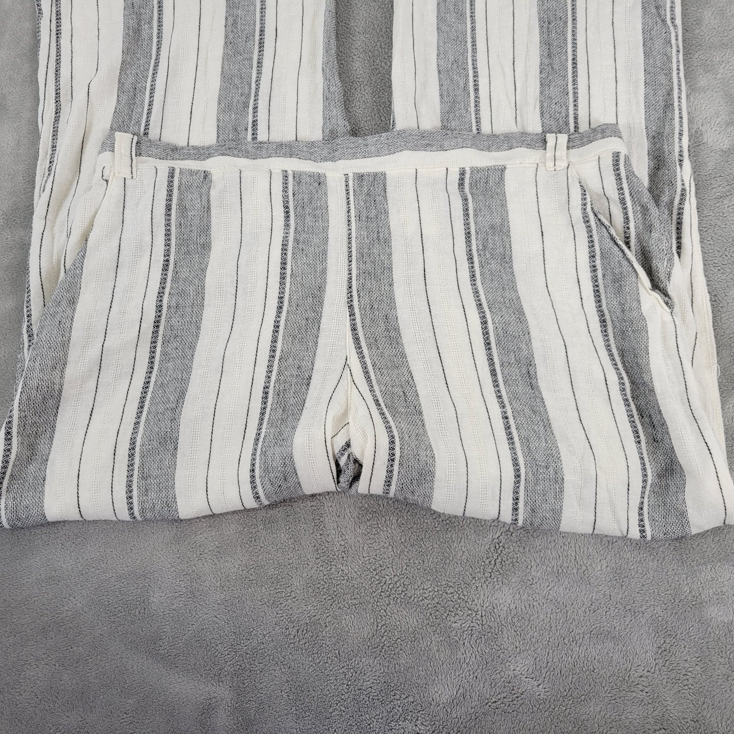 Maurices Womens XL Black White Striped Linen Rayon Jogger Pants STR199E
