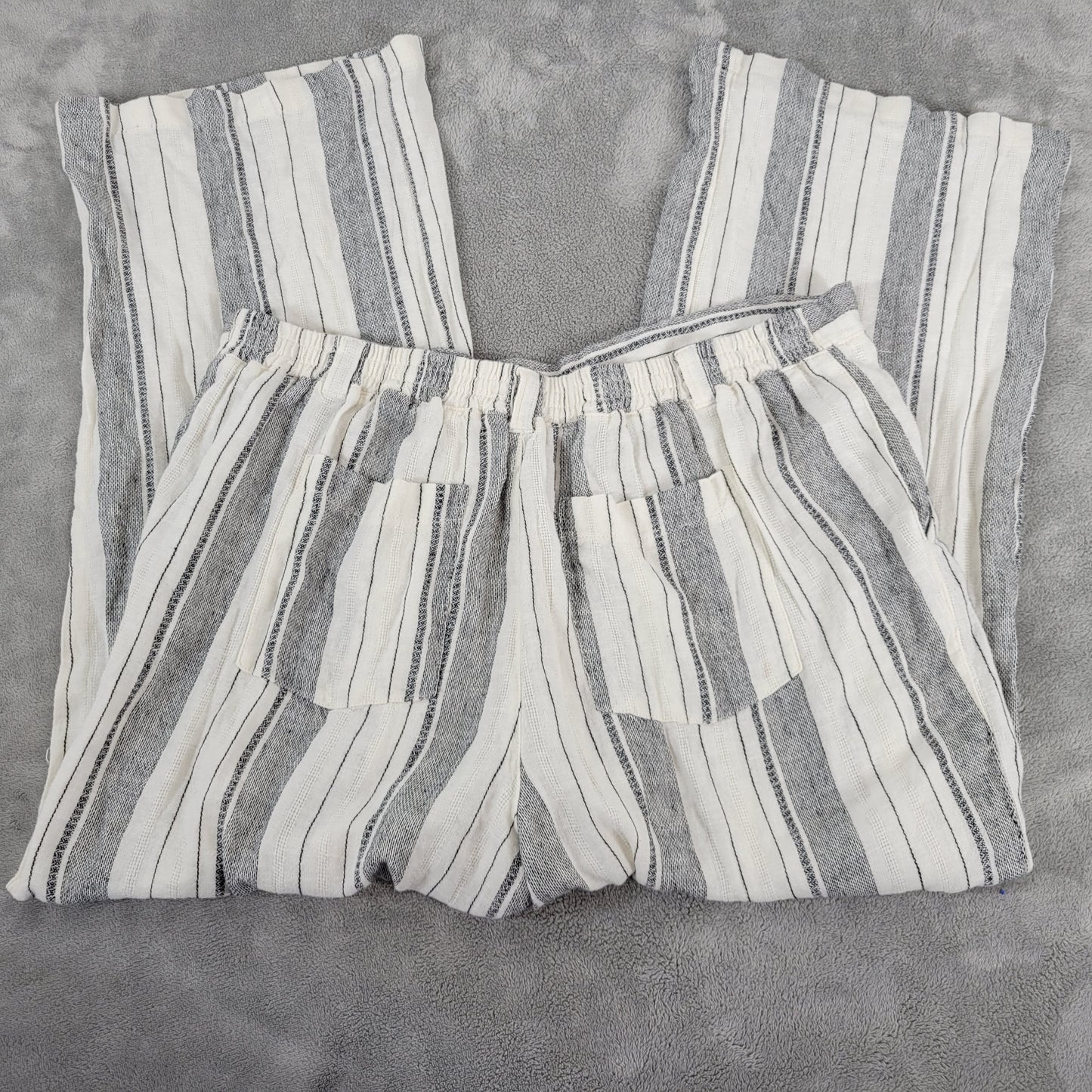 Maurices Womens XL Black White Striped Linen Rayon Jogger Pants STR199E