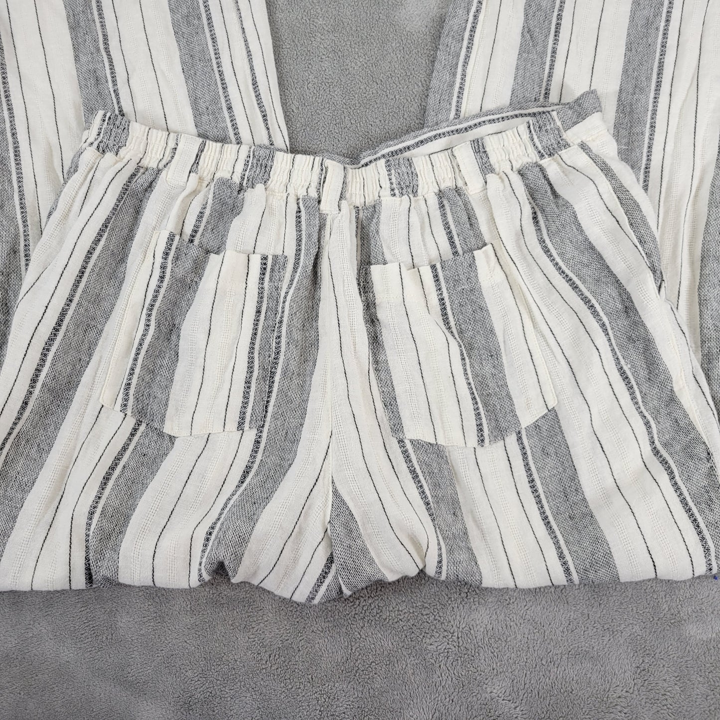 Maurices Womens XL Black White Striped Linen Rayon Jogger Pants STR199E