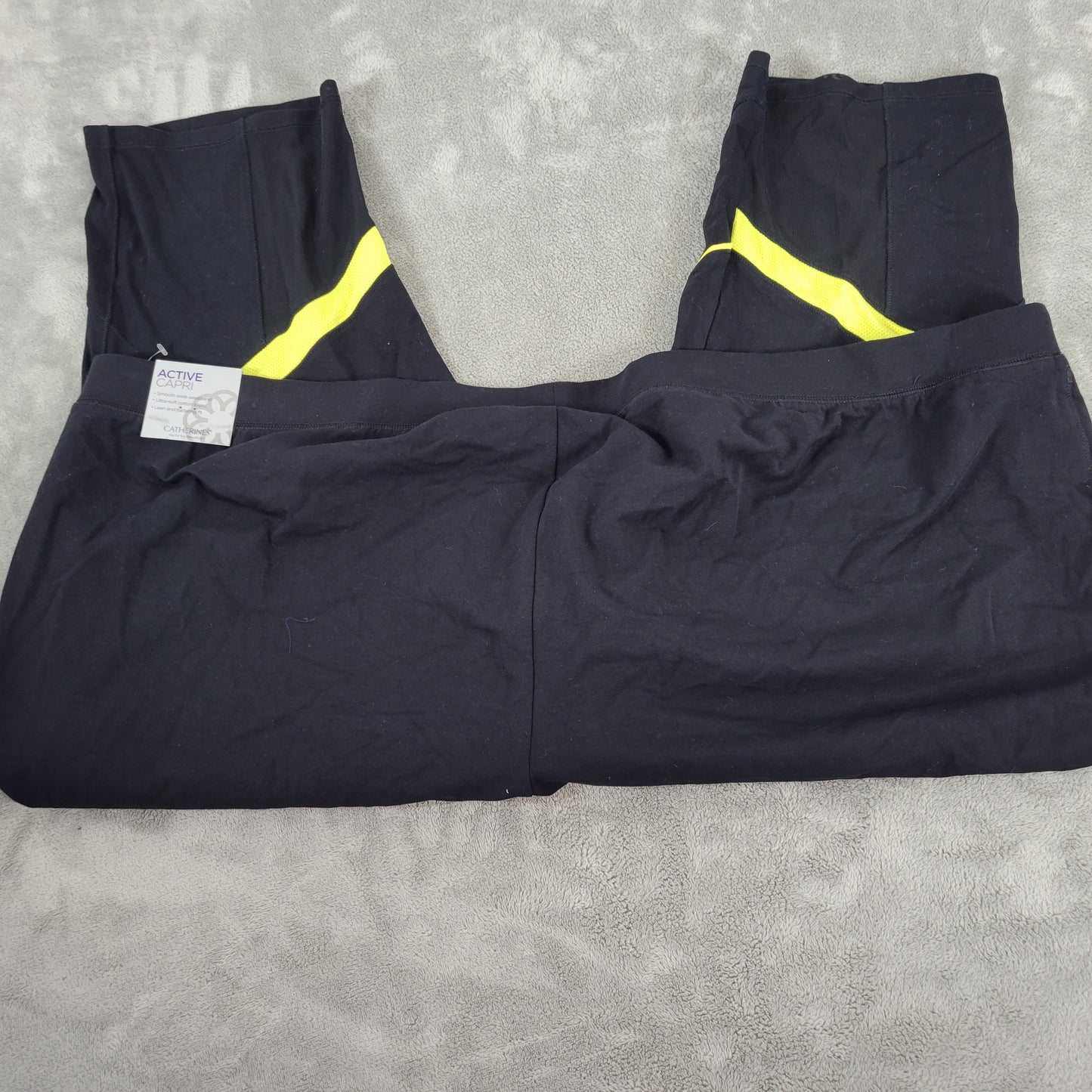 Catherines Womens 5X Plus Black Mesh Hem Capri Pants Cotton Blend CAP13E