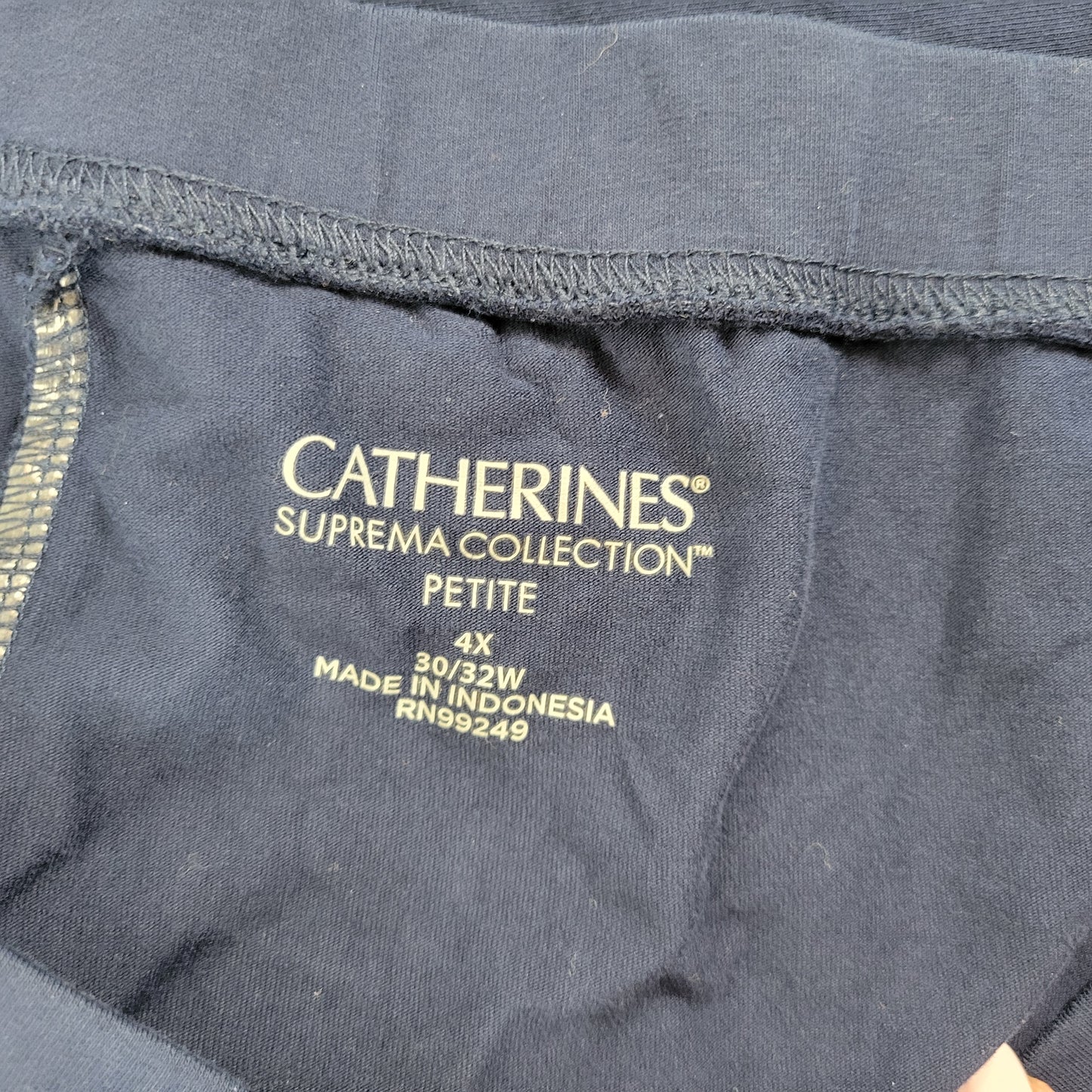 Catherines Suprema Womens 4X Plus Petite Blue Capri Pants Cotton BLU53E