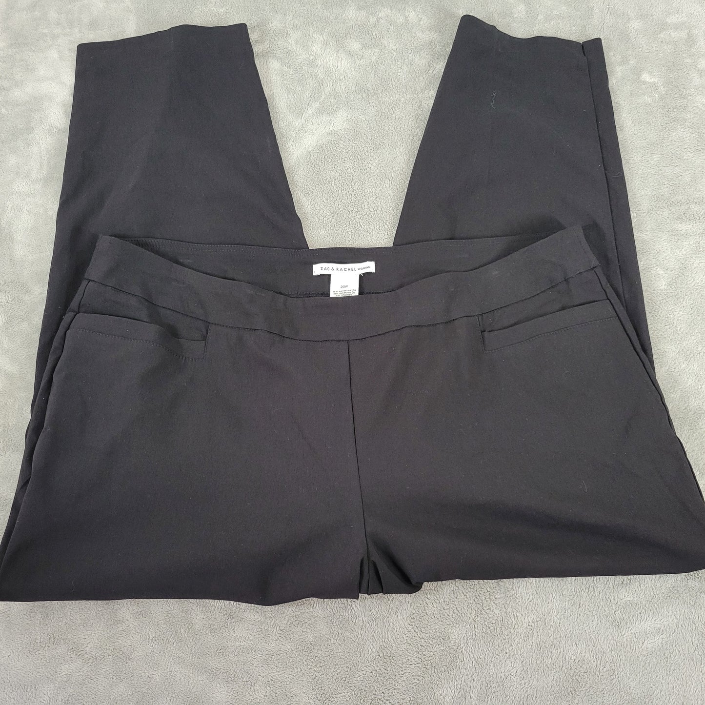 Zac & Rachel Womens 20W Black Cropped Dress Pants Straight Leg Pockets BLA178E