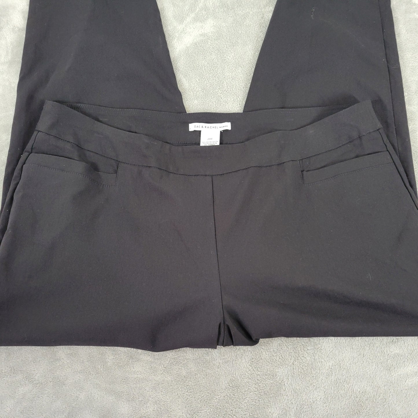Zac & Rachel Womens 20W Black Cropped Dress Pants Straight Leg Pockets BLA178E