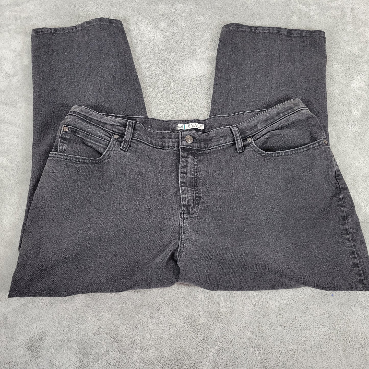 Lee Womens Plus Size 20W Black Cropped Jeans Relaxed Waist Stretch SL37E