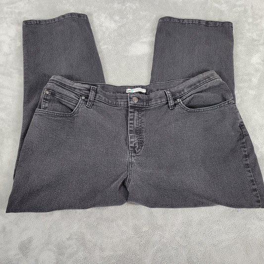 Lee Womens Plus Size 20W Black Cropped Jeans Relaxed Waist Stretch SL37E
