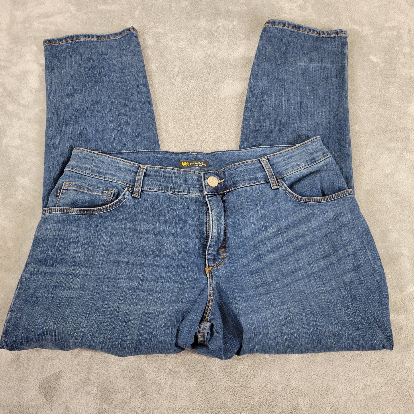 Lee Womens Jeans 18W Plus Relaxed Fit High Rise Elastic Waist Dark Blue SL28E