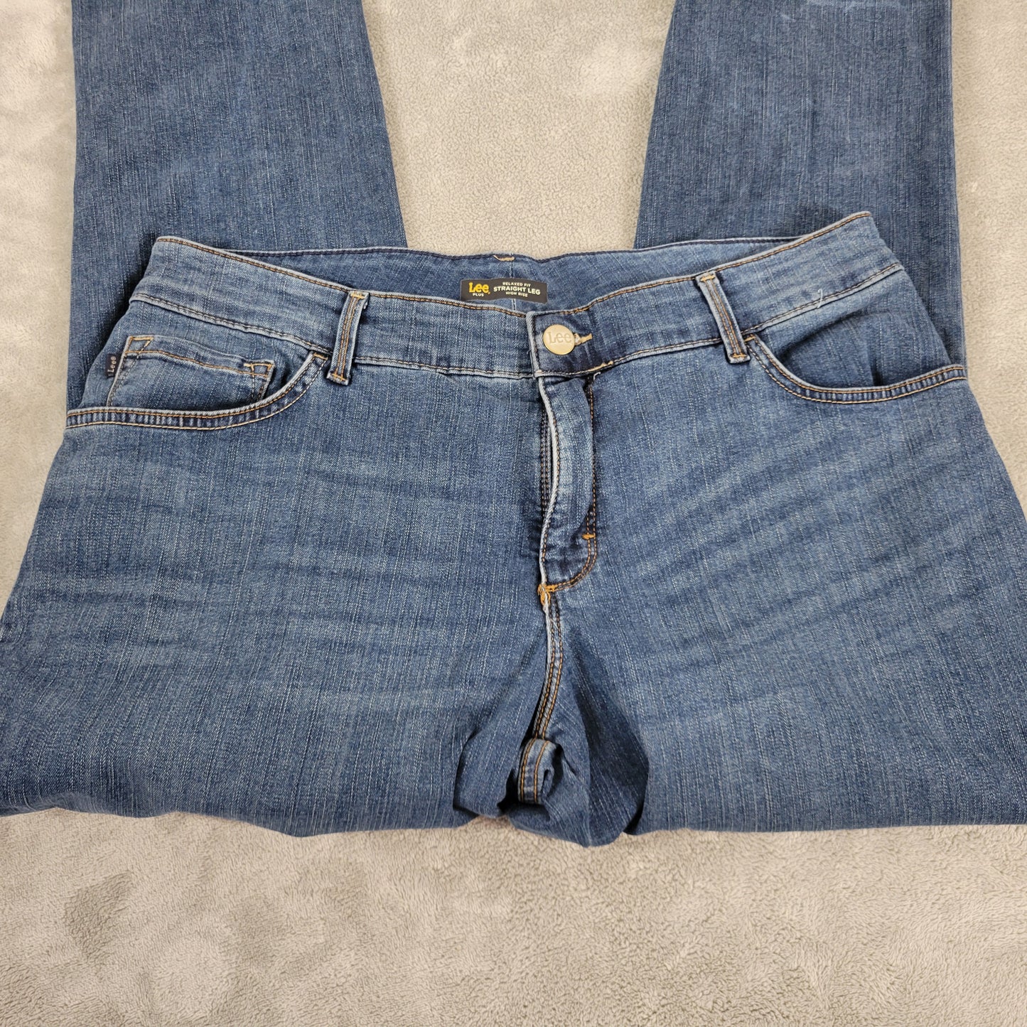 Lee Womens Jeans 18W Plus Relaxed Fit High Rise Elastic Waist Dark Blue SL28E