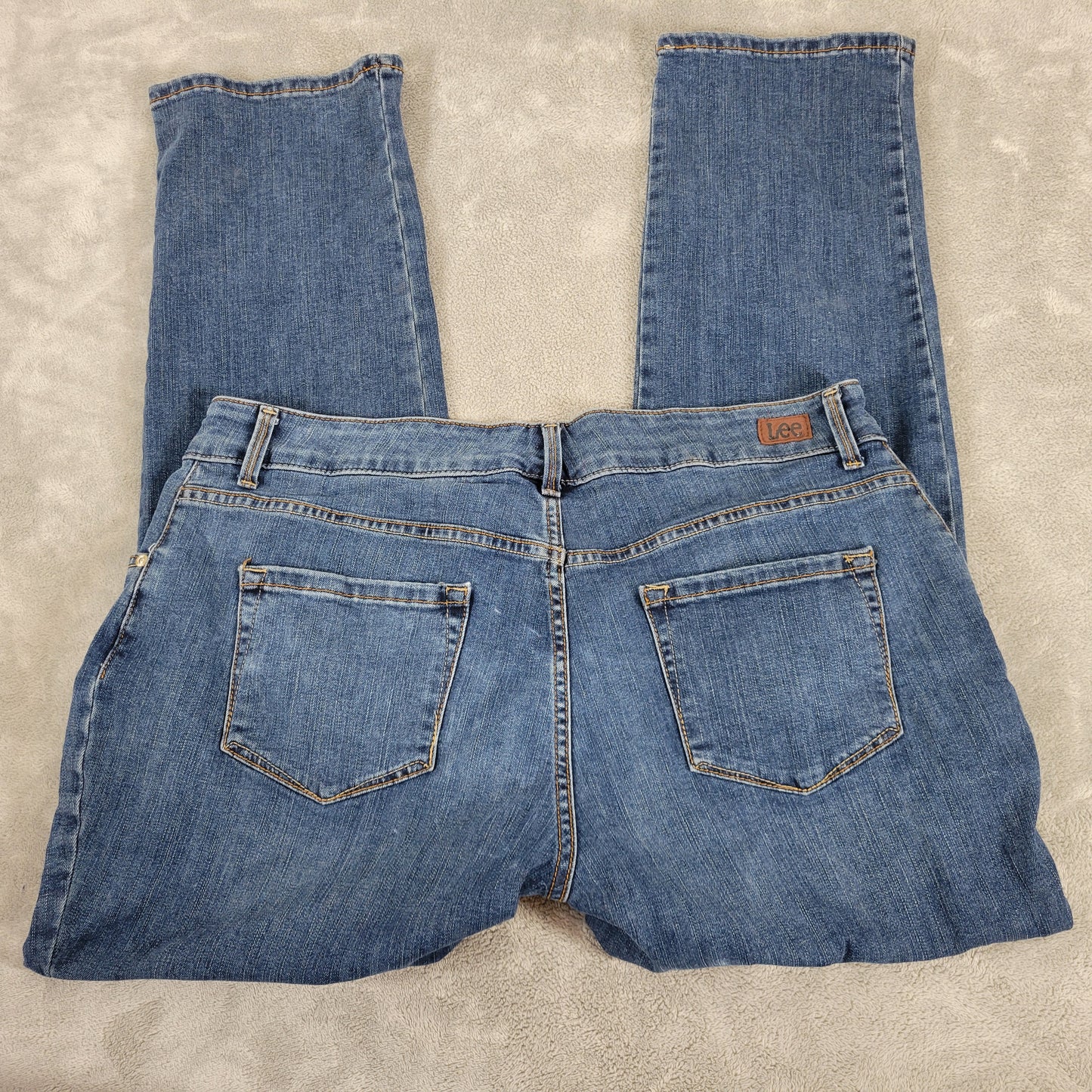 Lee Womens Jeans 18W Plus Relaxed Fit High Rise Elastic Waist Dark Blue SL28E