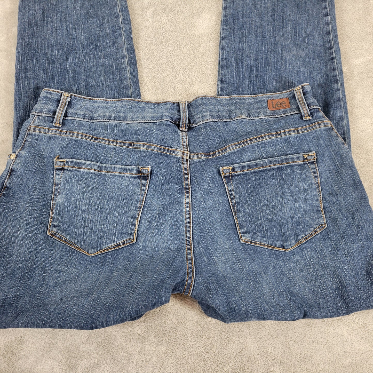 Lee Womens Jeans 18W Plus Relaxed Fit High Rise Elastic Waist Dark Blue SL28E