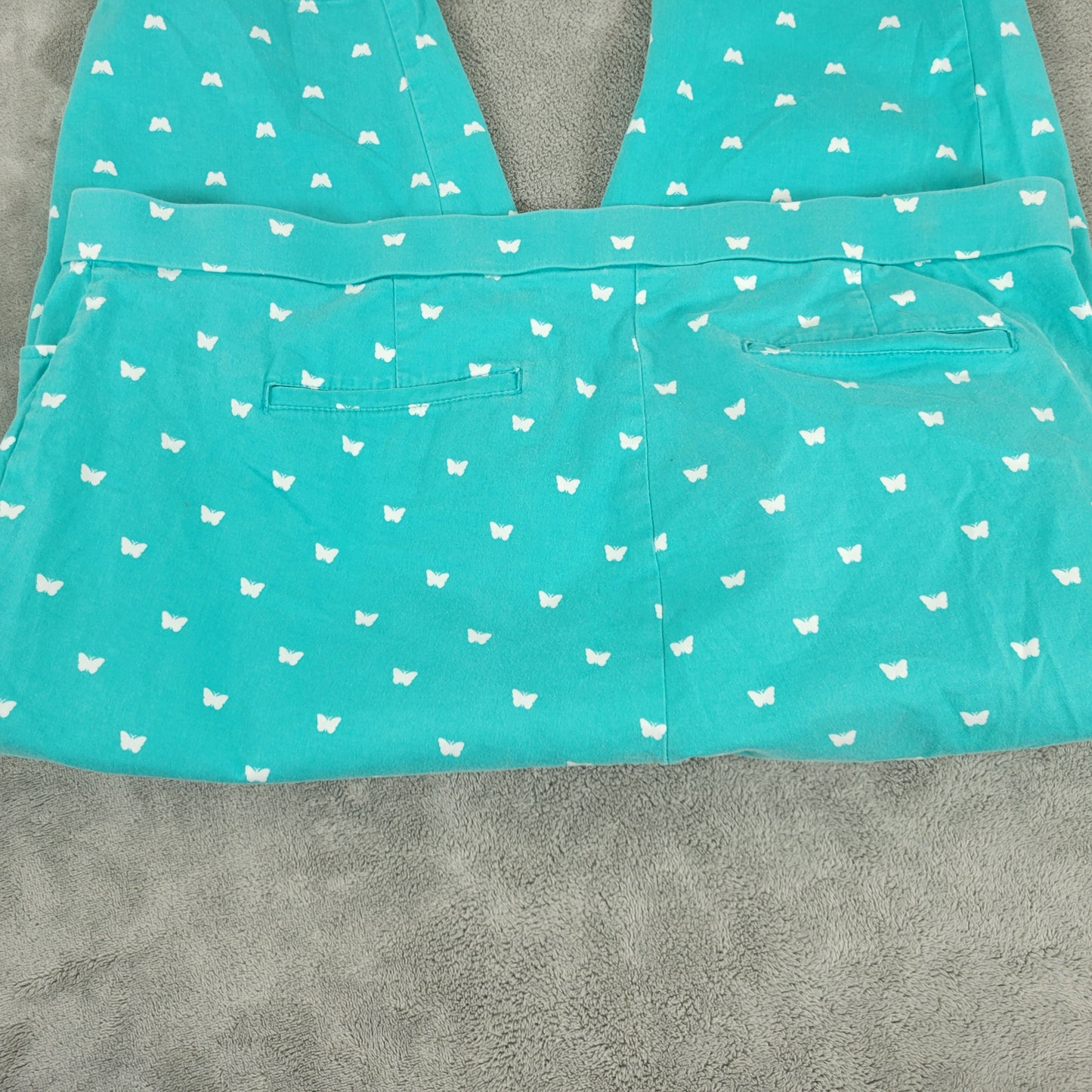 Coral Bay Womens 18W Blue White Butterfly Capri Pants Elastic Waist CAP31E