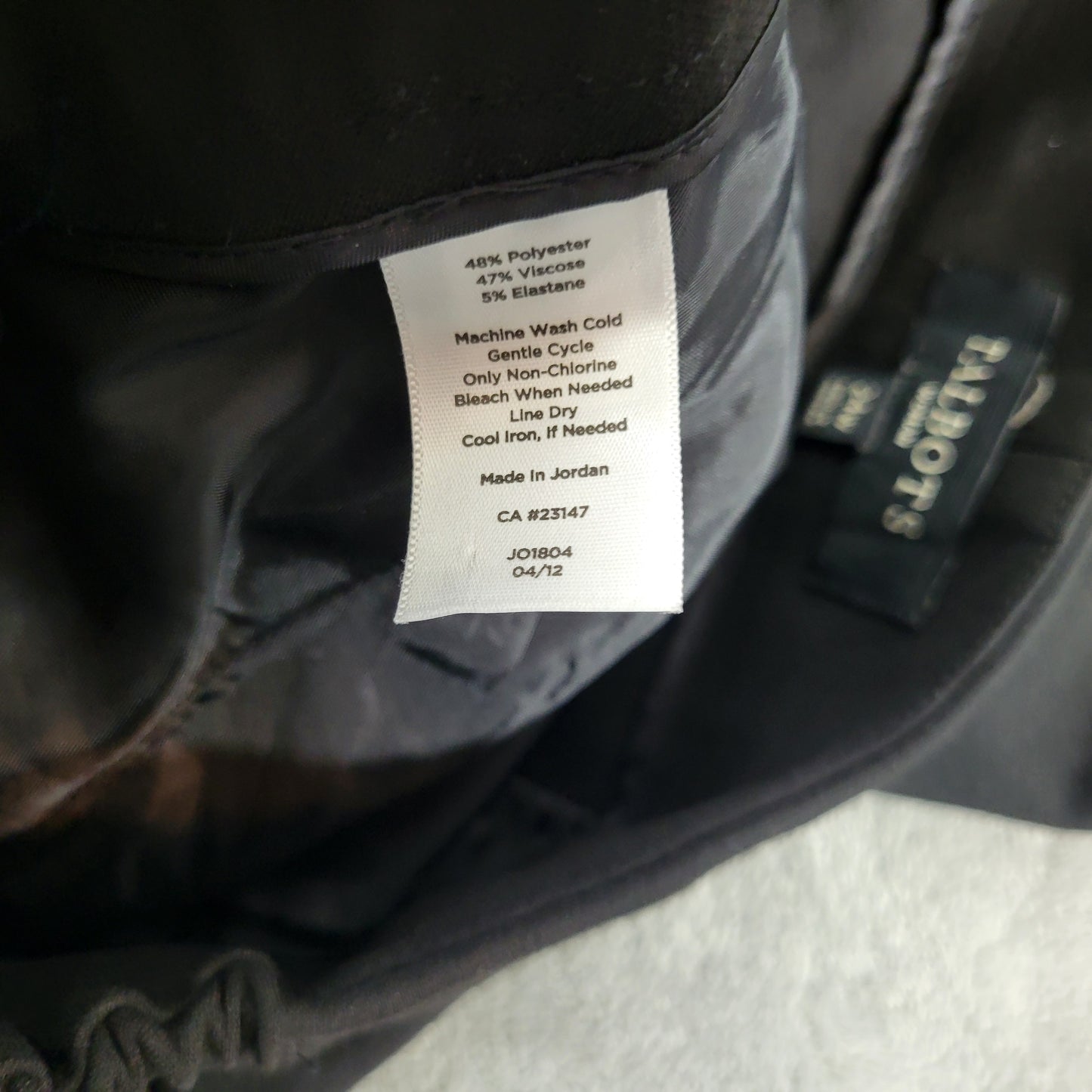 Talbots Heritage Womens 24W Black Capri Dress Pants Stretch Elastic BLA180E