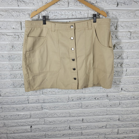 Old Navy Womens 18 Beige Denim Mini Skirt Button Front Pockets Jean Casual C1E