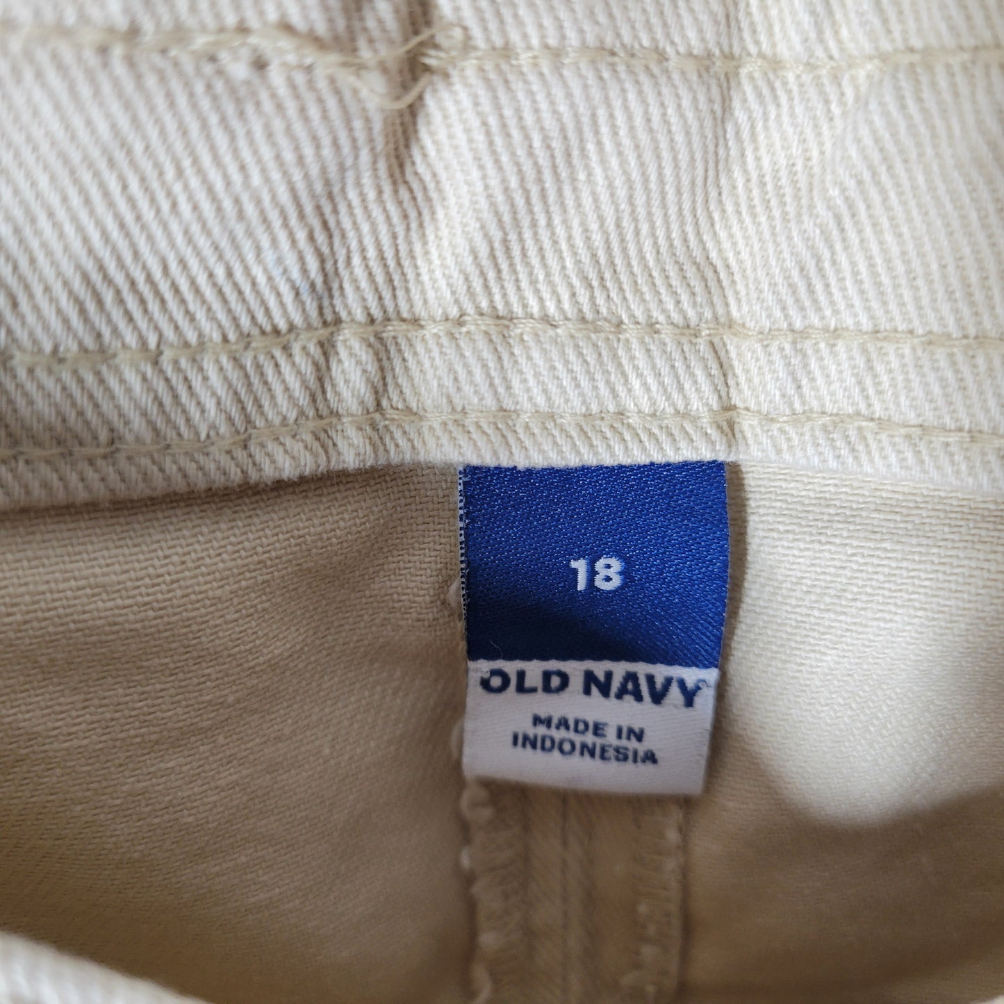 Old Navy Womens 18 Beige Denim Mini Skirt Button Front Pockets Jean Casual C1E