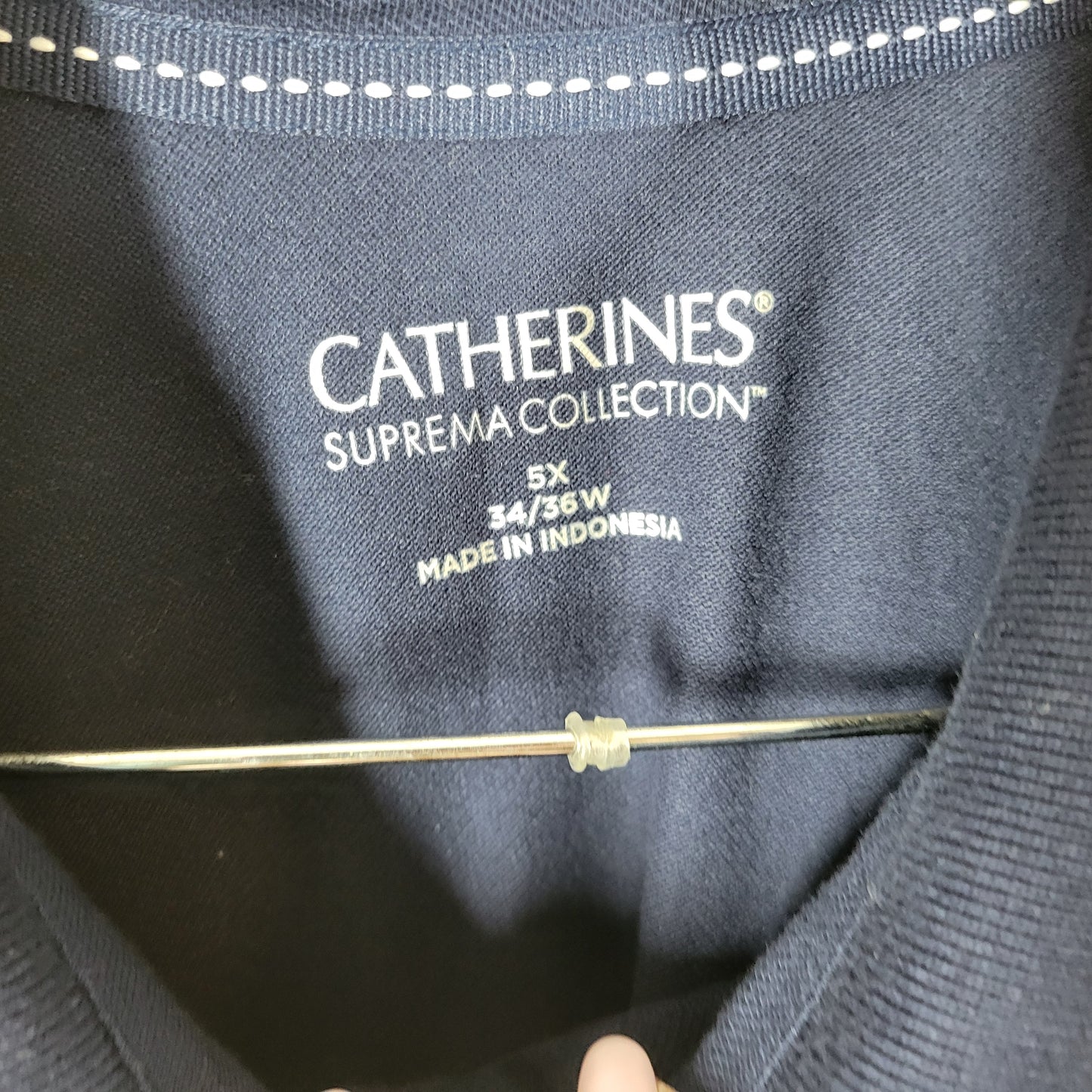 Catherines Suprema Womens 5X Polo Shirt Blue Short Sleeve Collared Top BLU138E