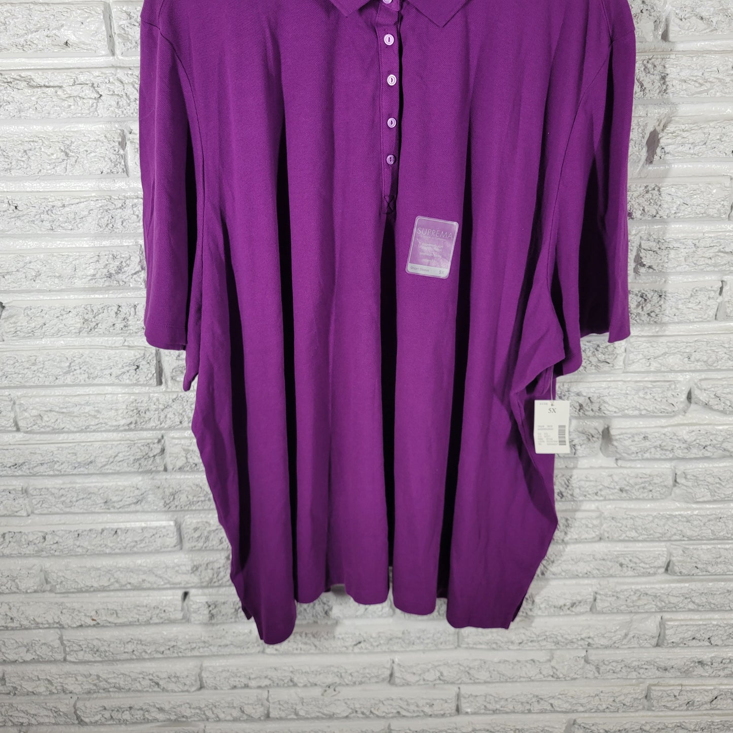 Catherines Suprema Womens 5X Purple Polo Shirt Short Sleeve Collared PUR46E