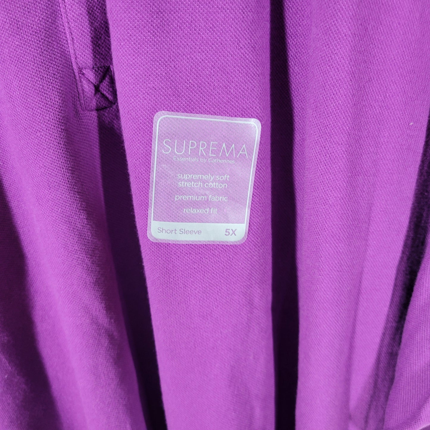 Catherines Suprema Womens 5X Purple Polo Shirt Short Sleeve Collared PUR46E