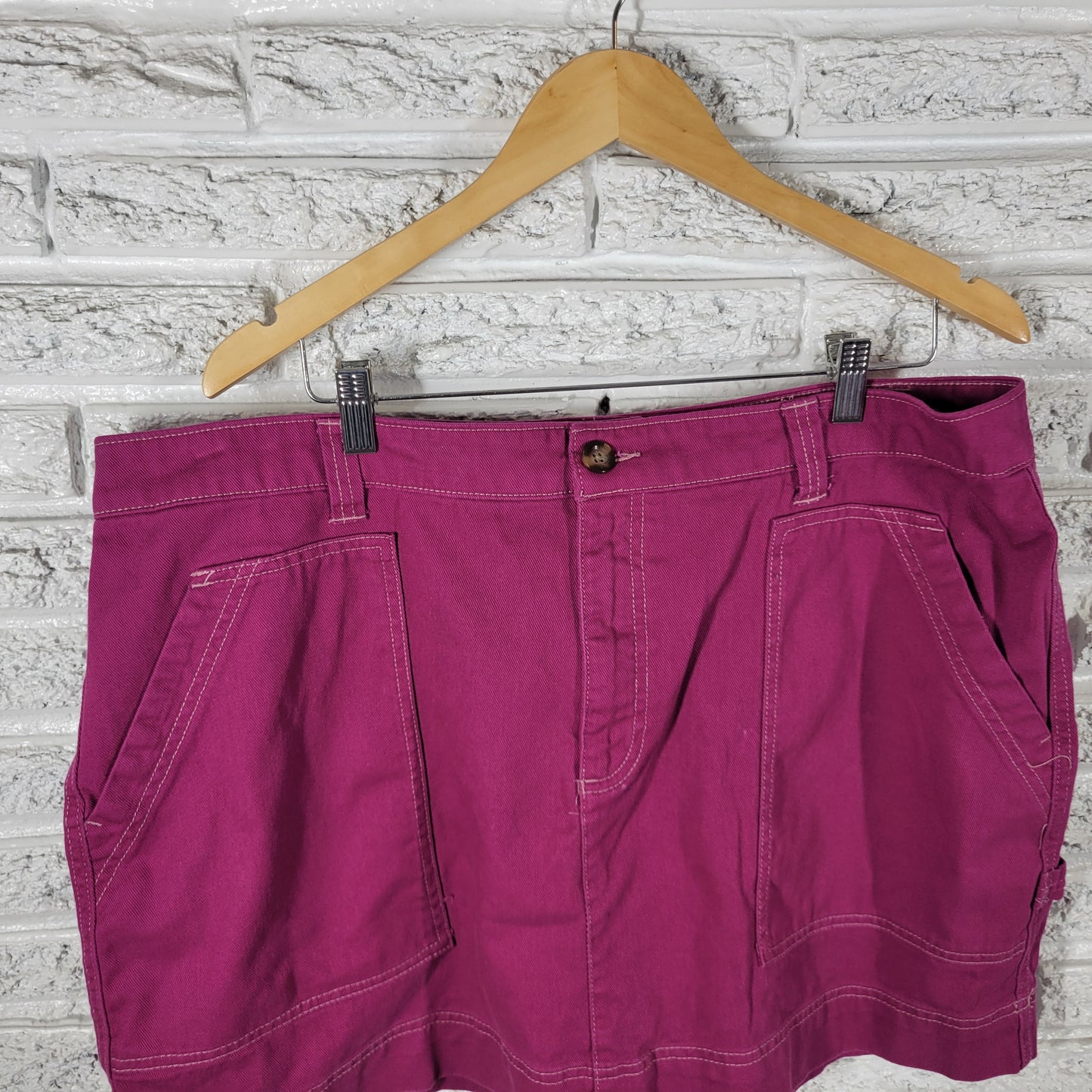 Old Navy Womens 18 Purple Denim Mini Skirt Pockets Jean Short Casual PUR36E