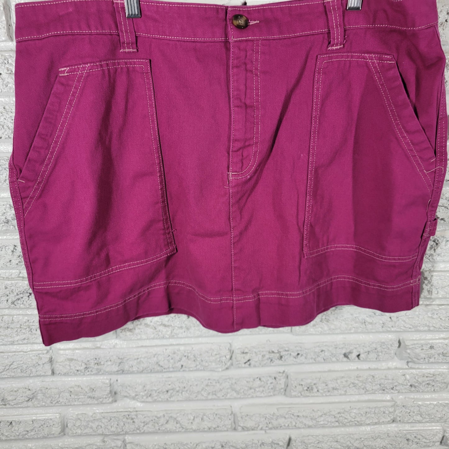 Old Navy Womens 18 Purple Denim Mini Skirt Pockets Jean Short Casual PUR36E