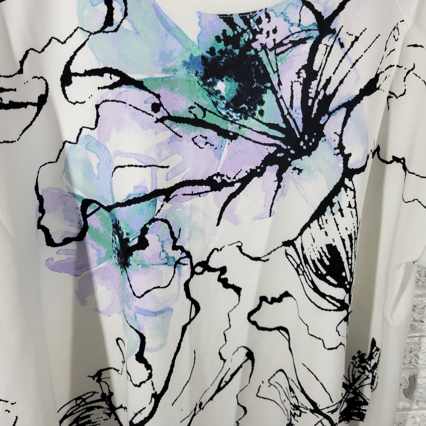 Style & Co Womens 3X Purple Green Floral Watercolor Cap Sleeve Blouse FLO114XE