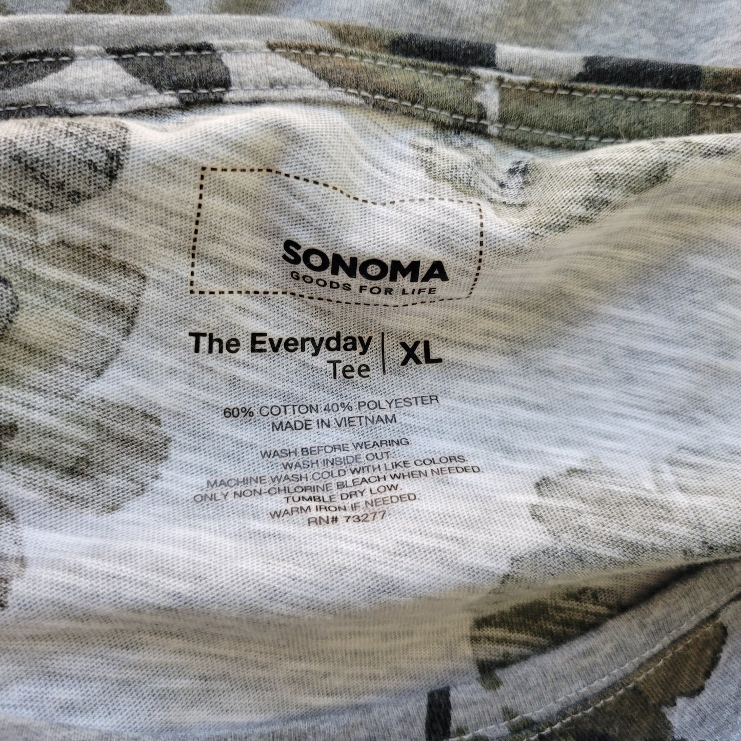 Sonoma Everyday Gray Green Floral Tee XL Women Long Sleeve Cotton Blend FLO213E