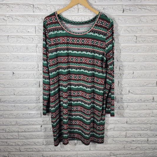 SO Christmas Nightgown 1X Plus Red Green Plaid Holiday Sleepwear NOV159E
