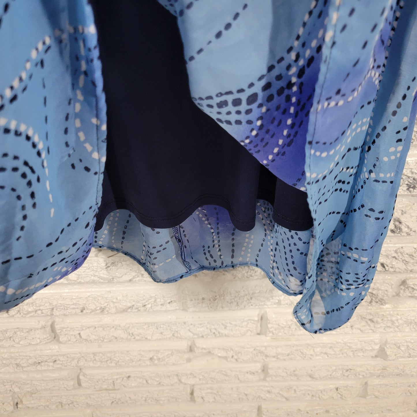 Signature Robbie Bee Dress 3X Plus Blue Geometric Dotted Stripe Shift GEO125E