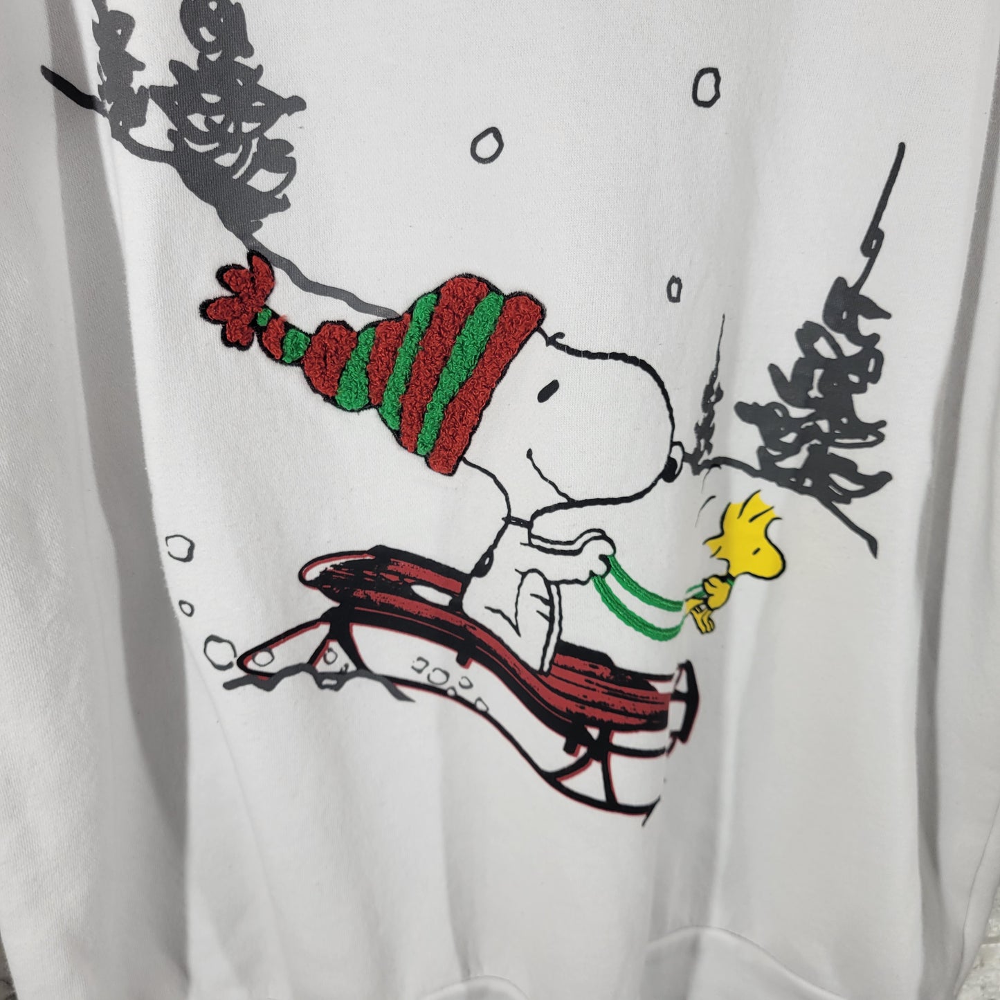 Peanuts Snoopy Woodstock Christmas Sweatshirt Womens XL White Holiday NOV158E
