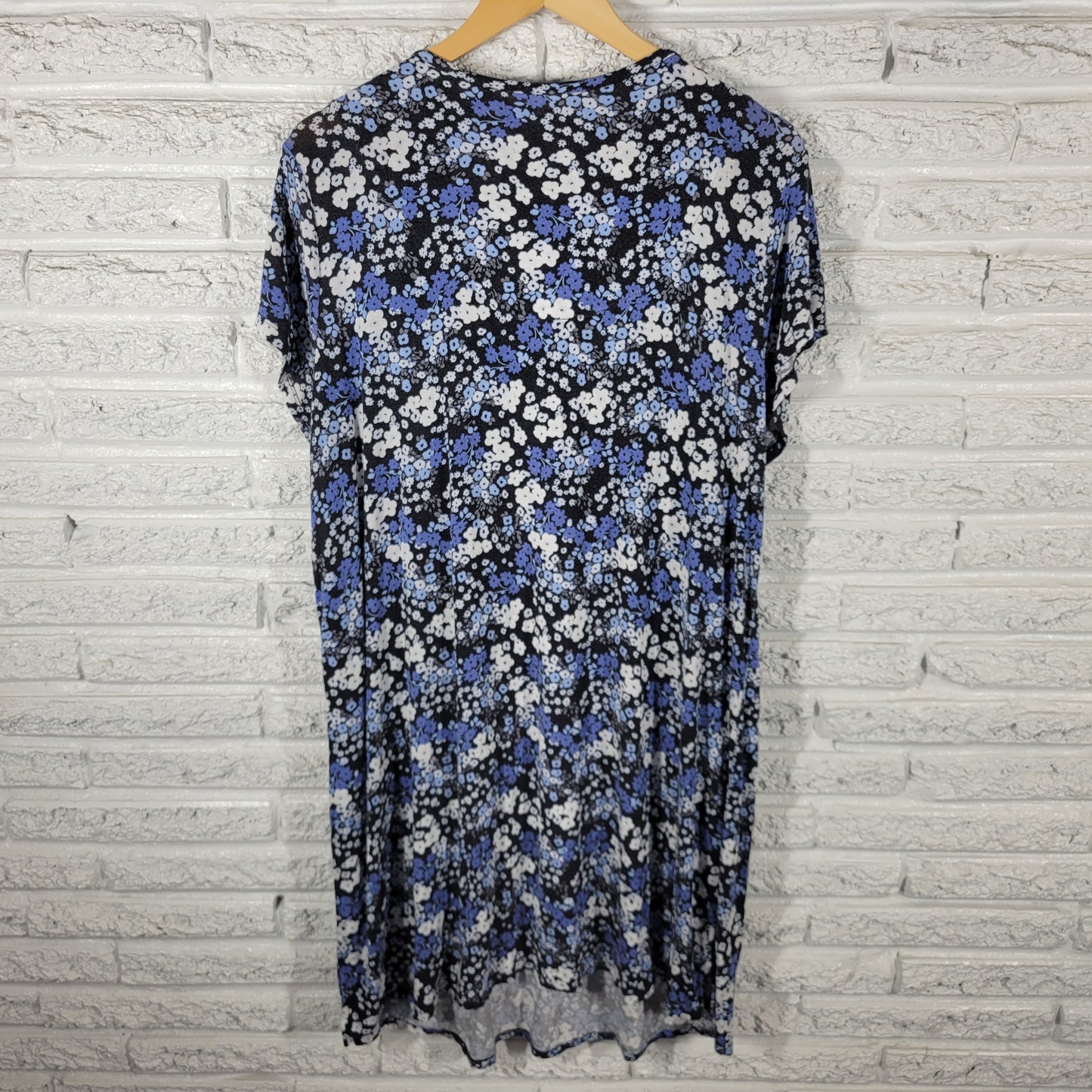 Croft & Barrow Nightgown Womens XL Blue Black Floral Lace Trim Sleepwear FLO164E