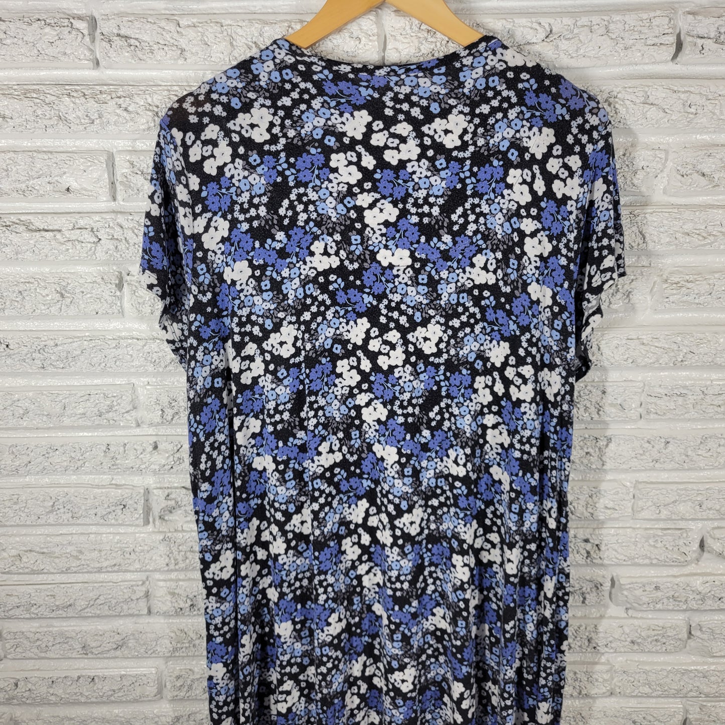 Croft & Barrow Nightgown Womens XL Blue Black Floral Lace Trim Sleepwear FLO164E
