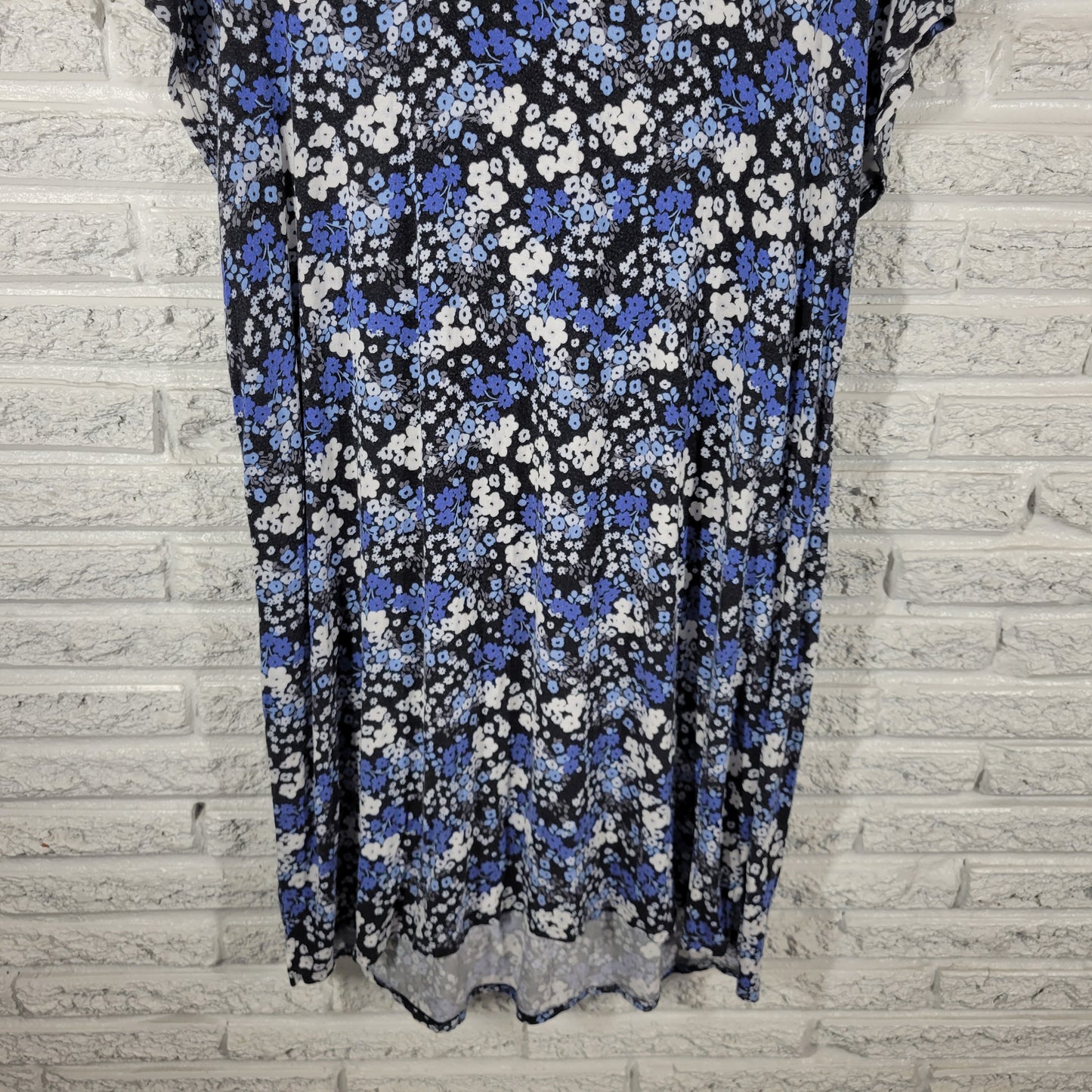 Croft & Barrow Nightgown Womens XL Blue Black Floral Lace Trim Sleepwear FLO164E
