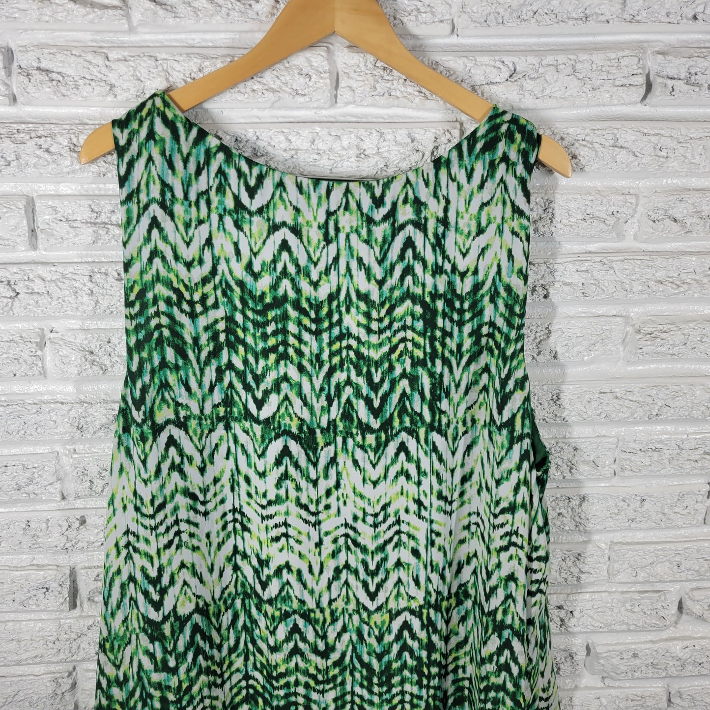 Ana Green White Watercolor Tunic 3X Plus Sleeveless Chiffon Blouse WAT83E