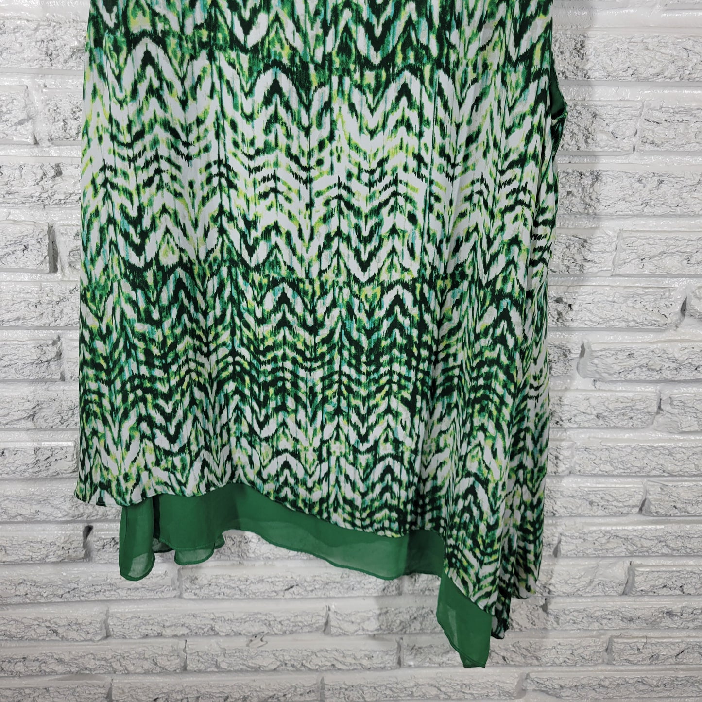 Ana Green White Watercolor Tunic 3X Plus Sleeveless Chiffon Blouse WAT83E