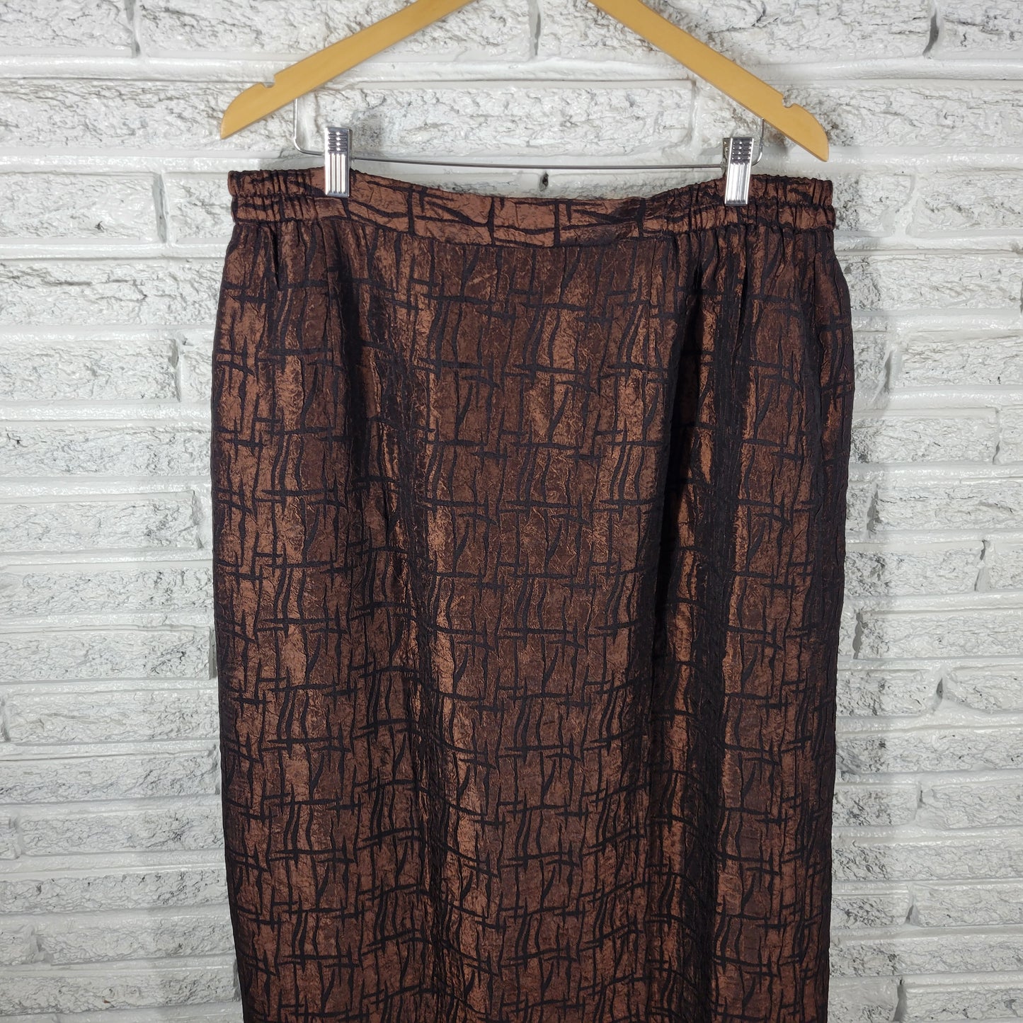 Elsa Loraine Skirt 22W Plus Brown Black Abstract Midi Pencil Straight GEO86XE