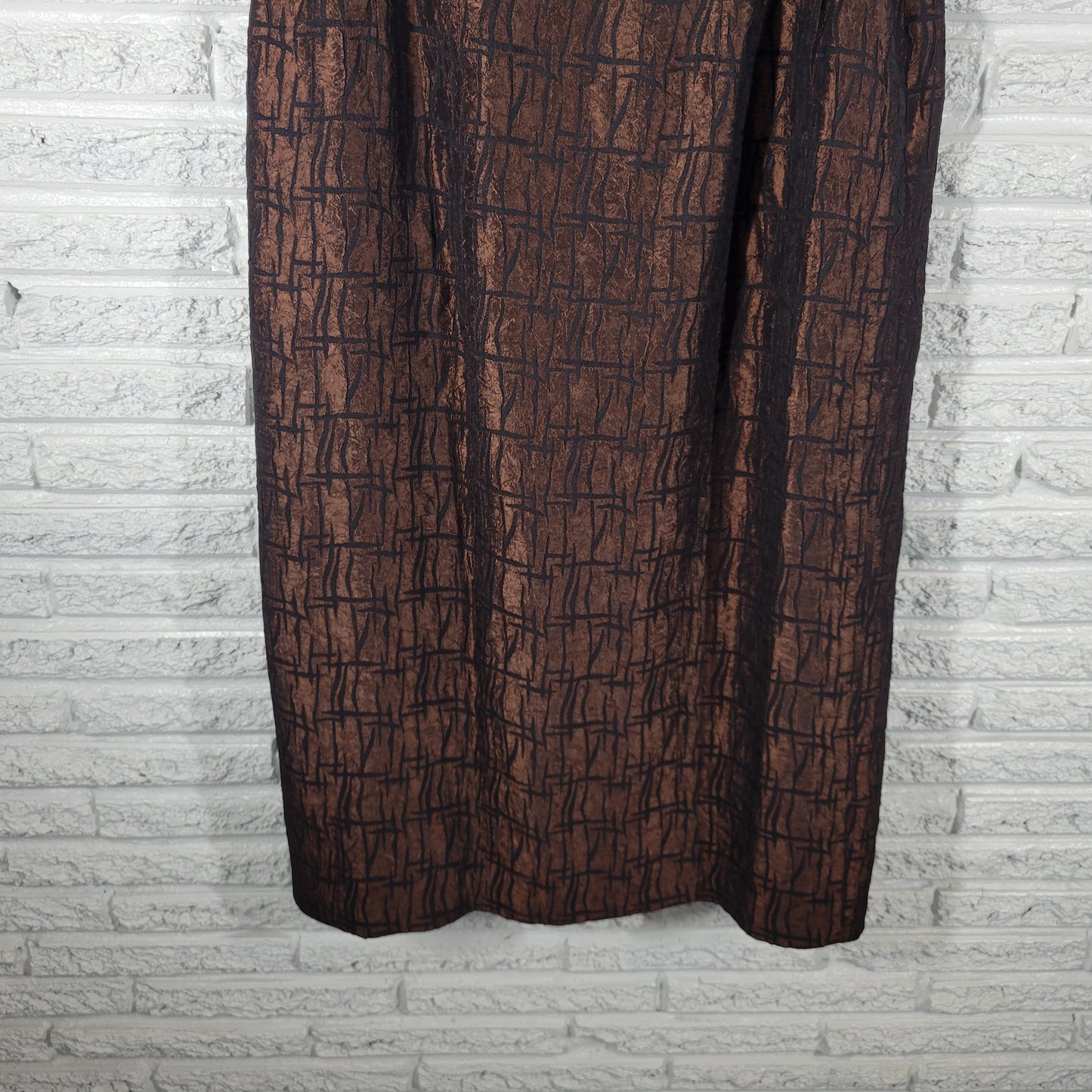 Elsa Loraine Skirt 22W Plus Brown Black Abstract Midi Pencil Straight GEO86XE